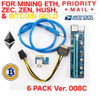 60 X Pci-E Adapter 1X To 16X Ver 008C Mining Gpu Riser 6 Pin Eth Zec Usa Ship