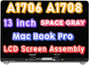 Gray Macbook Pro 13" 2016 2017 A1706 A1708 Retina Display Lcd Screen Assembly A+