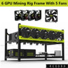 Veddha V3D 6-Gpu Aluminum Stackable Open Air Mining Computer Frame Rig + 5Fans