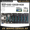 Riserless Mining Motherboard Btc-S37 Set W/ 128Gb Msata Ssd Ddr3 8Gb 1600Mhz Ram