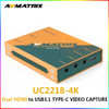 Avmatrix Uc1218-4K Dual Hdmi To Usb 3.1 Type-C Video Capture Card Hdmi Loop-Out
