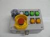 HOFFMAN JUNCTION BOX WITH E-STOP, POWER ENABLE SYSTEM START PUSH-BUTTONS 8X6X6