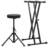Nnevl Double Braced Keyboard Stand And Stool Set Black