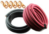 Car Battery/Welding Cable, 1/0 Gauge, 75 Feet Red/75 Feet Black, 5 Copper Lugs