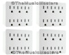 (4) Electrical Socket 6-Way Power Splitter 6 Outlet Ac Wall Plug Adapter Cover