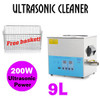 USA 9L Industry Heated Ultrasonic Cleaner Heater w/Timer Stainless Steel New