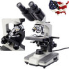 Lab Binocular Compound Microscope 40X-2500X LED w/3D Two-Layer Mechanical Stage