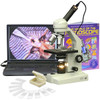 40X-2500X Advanced Home School Compound Microscope + 1.3Mp Camera, Slides & Book