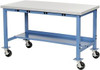 72X30 Plastic Safety Edge Mobile Power Apron Lab Bench-Blue