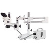 7X-45X Simul-Focal Stereo Zoom Microscope On Dual Arm Boom Stand + 30W Led Ring