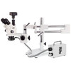 3.5X-90X Simul-Focal Stereo Lockable Zoom Microscope On Dual Arm Boom Stand + 14