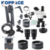 KOPPACE 2.1X-180X,21MP Full HD 1080P 60FPS HDMI Industry Microscope,144 LED Ring Light,Mobile phone repair microscope
