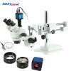 Luckyzoom 3.5X-90X Double Boom Stereo Zoom Trinocular Microscope 14MP Camera 144LED Objective Lens Microscopio Free Shipping