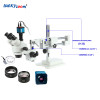 Luckyzoom 3.5X-90X Double Boom Stereo Zoom Trinocular Microscope 14MP Camera 144LED Objective Lens Microscopio Free Shipping
