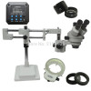 3.5X-90X Double Arm Boom Stand Trinocular Stereo Zoom Microscope With 16MP HDMI USB Camera 144 LED Lights Mobile CPU Repair