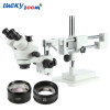 Luckyzoom Brand 3.5X-90X  50/50 SPLIT SIMUL-FOCAL MICROSCOPE DOUBLE BOOM STAND TRINOCULAR STEREO ZOOM Microscopio Set