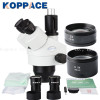 KOPPACE Trinocular Stereo Zoom Microscope,WF10X/20 Eyepieces,3.5X-90X Mobile phone repair microscope,144 LED Ring Light