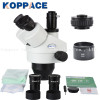 KOPPACE 3.5X-45X Trinocular stereo Zoom Microscope,144 LED Ring Light,Mobile phone repair Microscope,0.5X Objective lens