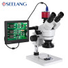 8-inch LCD HD trinocular Stereo Microscope 3.5 90x zoom 2K digital USB VGA HDMI camera +56 LED Ring Light +1/3 adapter soldering