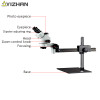 Simul-Focus Single Boom Stand Trinocular Stereo Microscope 7X-45X with 28MP microscope camera 56 LED Ring Illumination Light