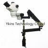 8-50X Simul-focal Continue Zoom Trinocular Articulating Arm Pillar Clamp Stereo Microscope with 10/22 eyepiece for PCB repair