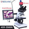 Professional Lab biological HD trinocular microscope zoom 2500X   + USB HDMI VGA electronic digital CCD Camera + 8-inch LCD led