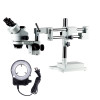Double Boom Stand Trinocular Stereo Zoom Microscope Simul Focal 7-45X with Led Light microscope for soldering cell phone