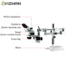7X-45X Simul-Focal Double Boom Stand Trinocular Stereo Zoom Microscope with Led Light soldering microscope stand for cell phone