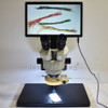 Full HD 11.6-inch Integrated Display HDMI Measuring Camera Large Base Trinocular Stereo Microscope 7X-90X Continuous Zoom