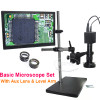 Lapsun All 4K 1080P HDMI UHD Industry Camera Microscope Set + 15.6" 4K IPS Monitor + Stand + C-Mount Lens + 144 LED Ring Light