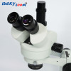 Luckyzoom Brand 7X-45X Single Boom Stand Trinocular Stereo Zoom Microscope 100mm Working Distance W/ 5MP microscopio Camera