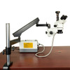OMAX 2.1X-270X 3MP Digital Zoom Stereo Microscope on Articulating Arm Stand with 150W Ring & Dual Lights