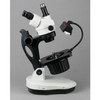 AmScope GM400TX Trinocular Gemology Stereo Zoom Microscope, WH10x Eyepieces, 3.5X-45X Magnification, 0.7X-4.5X Zoom Objective, Halogen and Fluorescent Lighting, Inclined Pillar Stand, 110V-120V, Includes 0.5X Barlow Lens