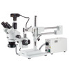 AmScope 3.5X-180X Simul-Focal Stereo Zoom Microscope on Boom Stand with Fiber Light + 18MP USB3 Camera