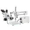 AmScope 3.5X-180X Simul-Focal Stereo Zoom Microscope on Boom Stand with Fiber Light + 18MP USB3 Camera