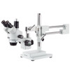 AmScope 7X-45X Simul-Focal Trinocular Boom Stereo Microscope with LED Fiber Optic Ring Light and 14MP Camera