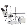 AmScope 3.5X-180X Simul-Focal Stereo Zoom Microscope with Dual-Arm LED Fiber Optic Light and 14MP USB3 Camera