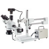 AmScope 7X-90X Simul-Focal Trinocular Boom Stereo Microscope with LED Fiber Light and 5MP USB3 Camera