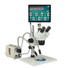 Trinocular 10X-20X-40X-80X 5MP Touchscreen Table Stand Stereo Microscope + 20W LED Gooseneck Light