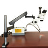 OMAX 2.1X-270X Digital Zoom Trinocular Articulating Arm Stereo Microscope with Cold Y-Type Gooseneck Fiber Light and 2.0MP USB Camera