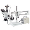AmScope 3.5X-45X Simul-Focal Trinocular Boom Stereo Microscope with LED Fiber Light and 10MP Camera