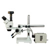 OMAX 2.1X-225X 10MP USB3 Zoom Stereo Boom Stand Trinocular Microscope with 20W LED Dual Fiber Light