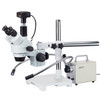 AmScope 7X-90X Trinocular Zoom Stereo Microscope on Boom Stand with a LED Fiber Optic Light and 18MP USB3 Camera