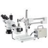 AmScope 7X-45X Simul-Focal Trinocular Boom Stereo Microscope with LED Fiber Optic Ring Light and 3MP USB3 Camera