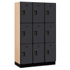 Salsbury Industries 3-Tier Extra Wide Designer Wood Locker with Three Wide Storage Units, 6-Feet High by 18-Inch Deep, Black