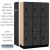 Salsbury Industries 3-Tier Extra Wide Designer Wood Locker with Three Wide Storage Units, 6-Feet High by 18-Inch Deep, Black