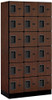 Salsbury Industries 6-Tier Box Style Designer Wood Locker with Three Wide Storage Units, 6-Feet High by 18-Inch Deep, Mahogany