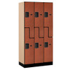 Salsbury Industries 2-Tier "S-Style" Designer Wood Locker with Three Wide Storage Units, 6-Feet High by 18-Inch Deep, Cherry
