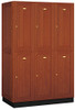 Salsbury Industries 2-Tier Solid Oak Executive Wood Locker with Three Wide Storage Units, 6-Feet High by 21-Inch Deep, Medium Oak