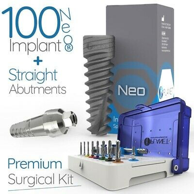 100 Neo® Spiral Dental Implants+ Straight Abutments+ 1 Surgical Kit For Implant SPW Industrial